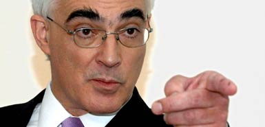 Alistair Darling, Chancellor of the Exchequer. Image from TimesOnline